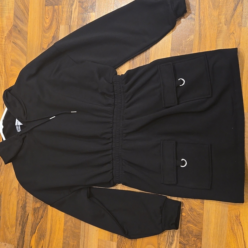 Y2K Madden Girl Black Hoodie Dress with Pockets